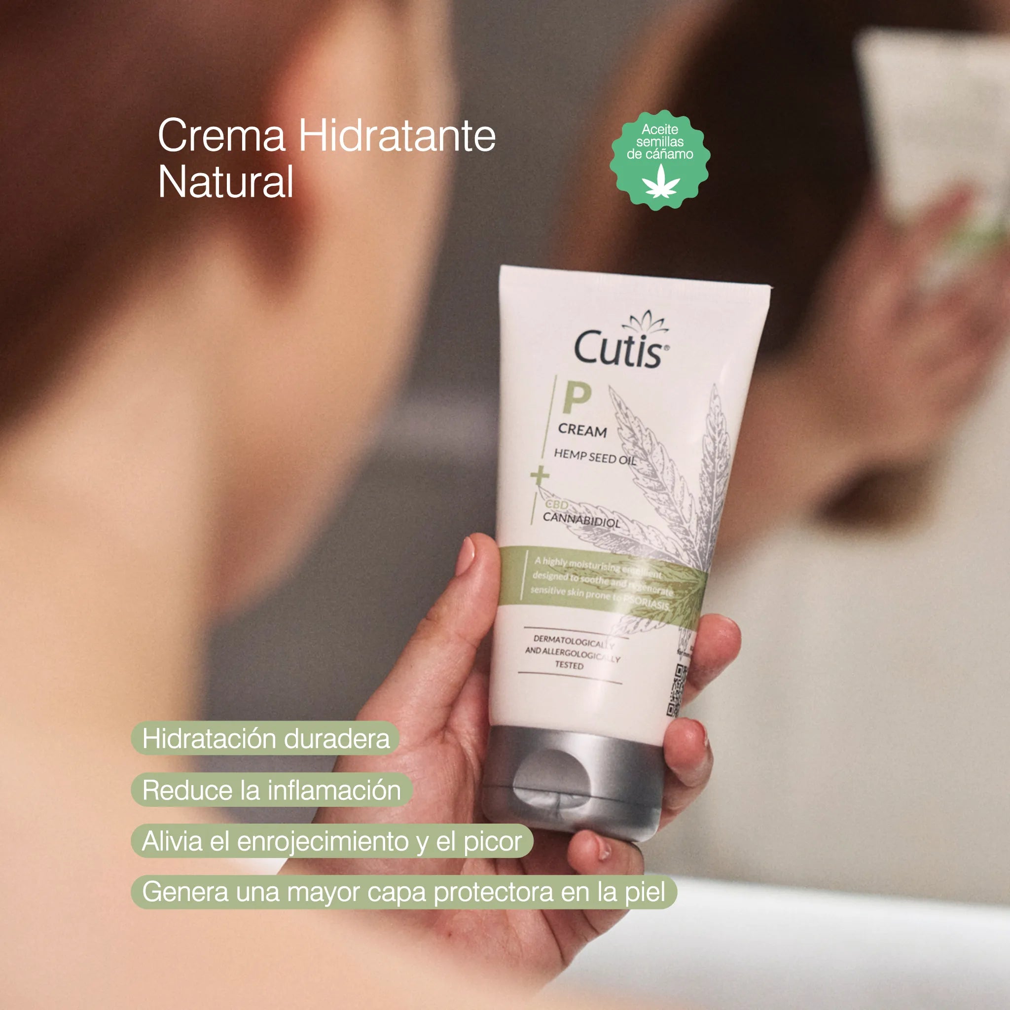 Crema hidratante natural con CBD de The Cutis Lab para hidratar, calmar y proteger la piel sensible