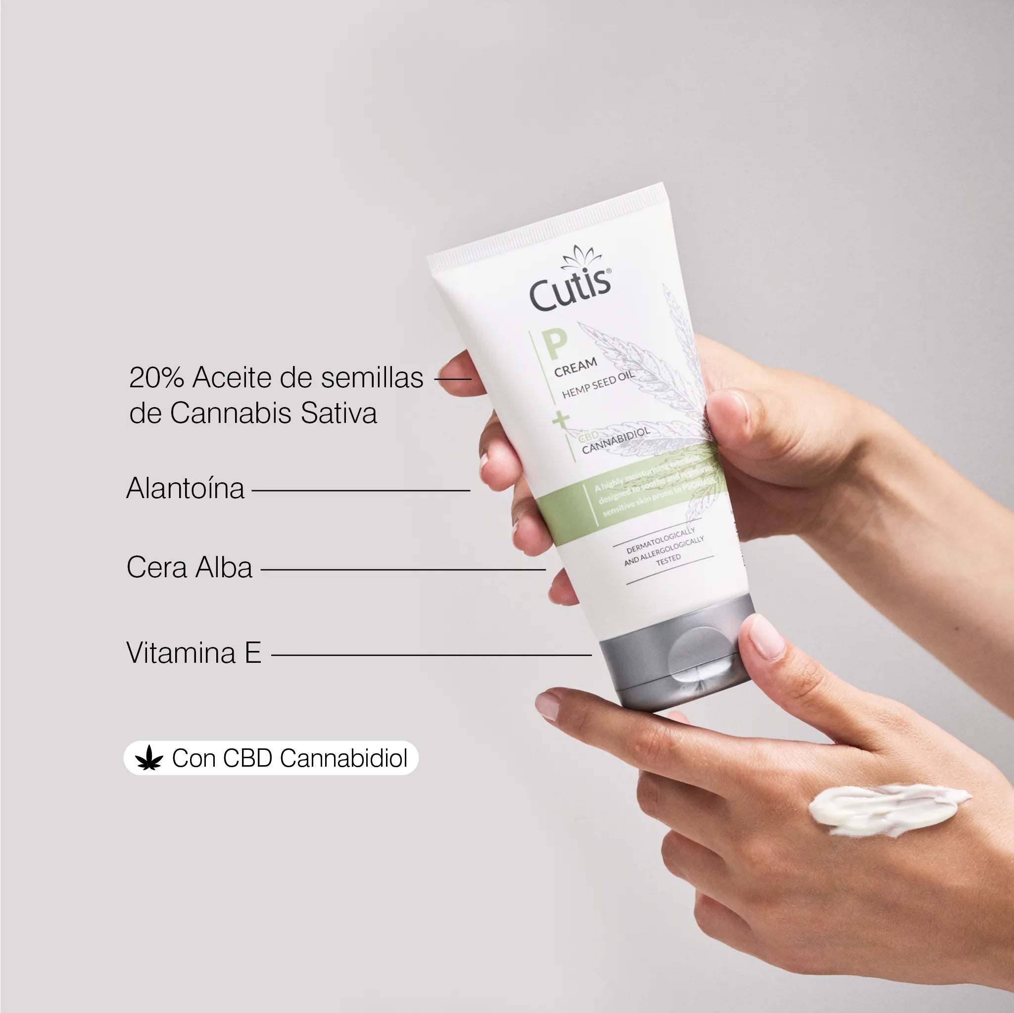 Crema hidratante con CBD, manteca de karité y activos calmantes para piel sensible y deshidratada