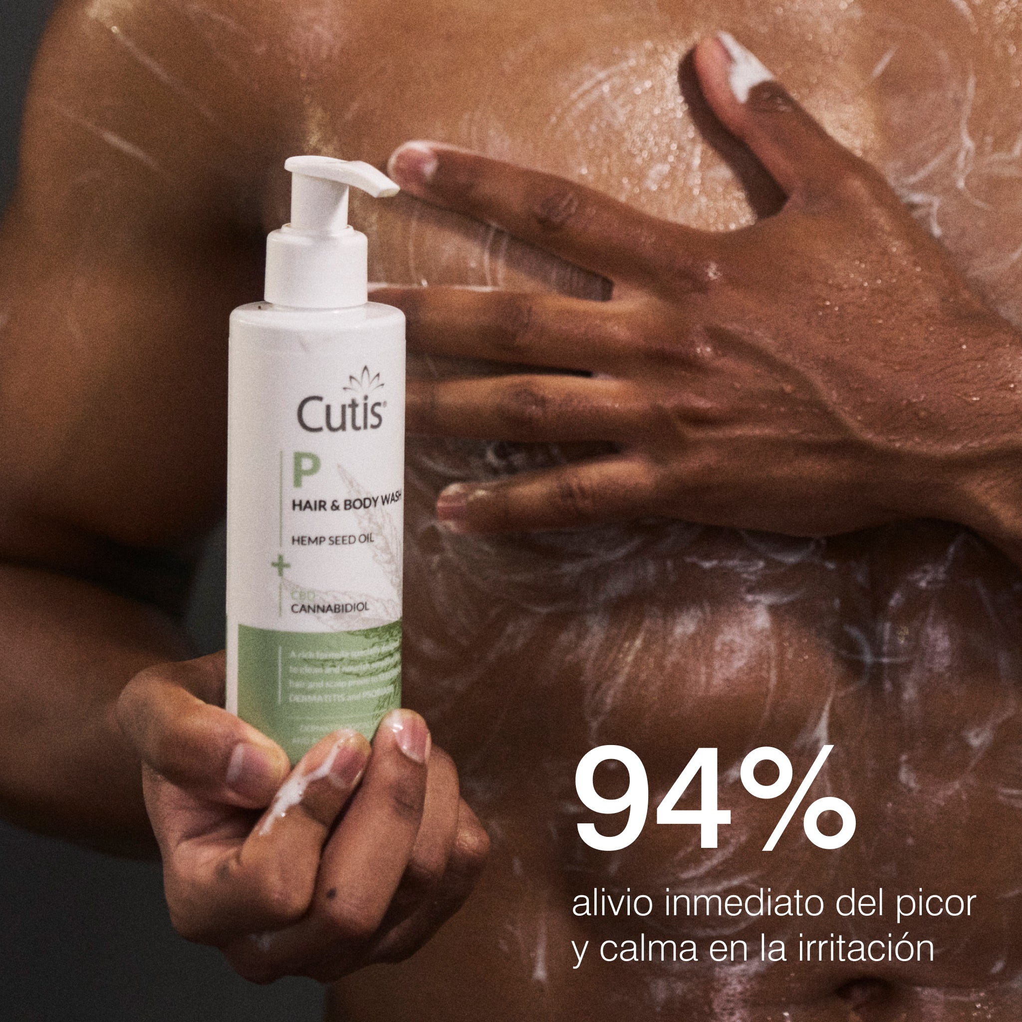 Jabón natural CBD Cutis 94% mejora en confort de la piel