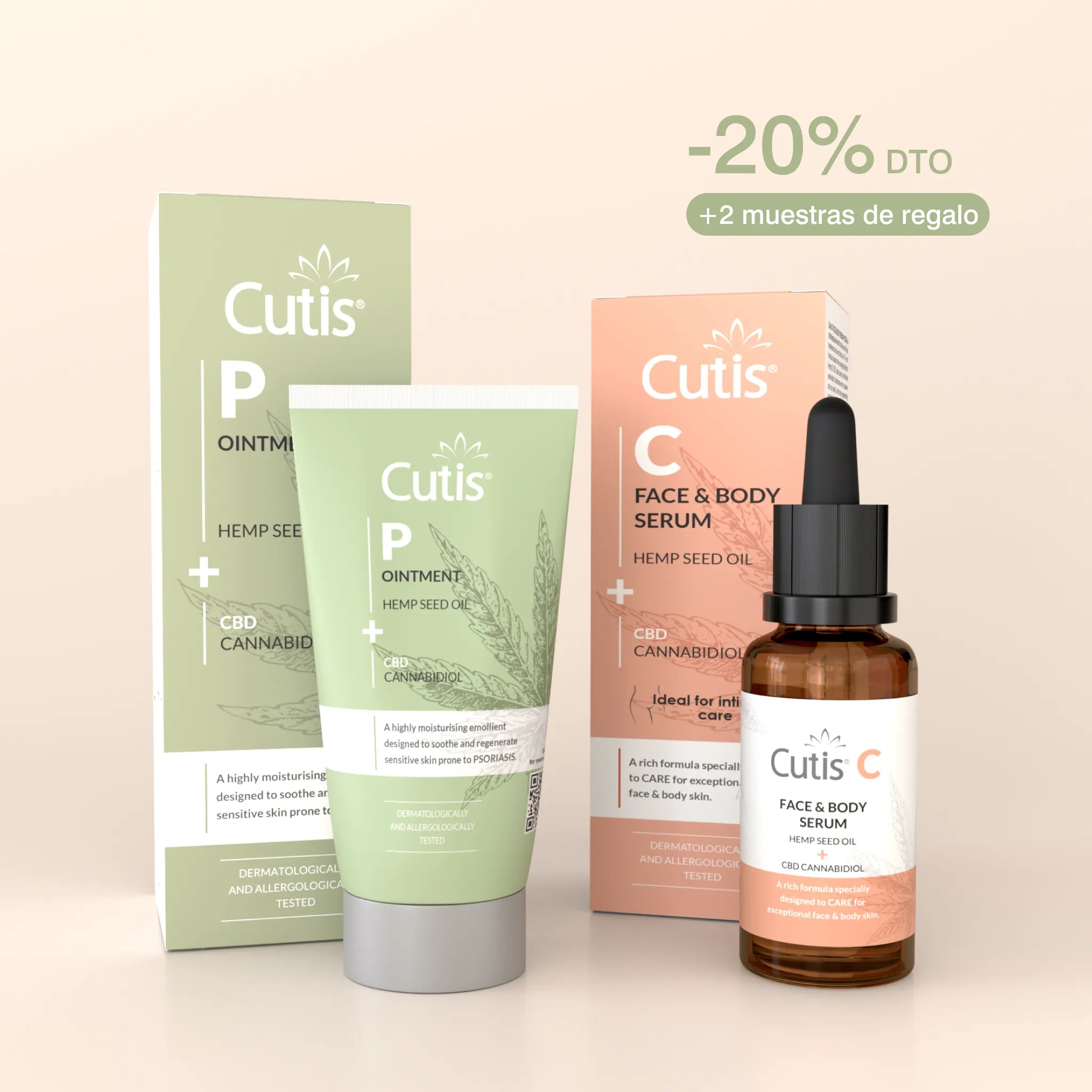 Pack de crema hidratante y sérum facial con CBD de The Cutis Lab para hidratar, calmar y proteger la piel sensible